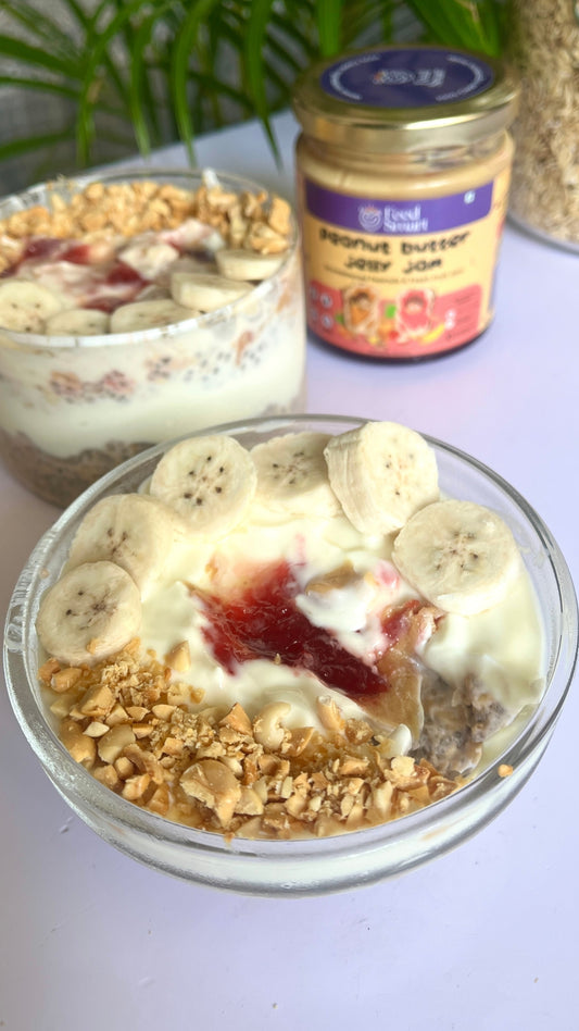 Peanut butter jelly jam overnight oats